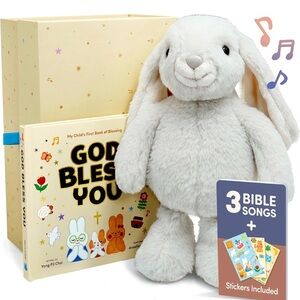 Praise Bunny Christian Gift Set with Soft Stuffed Animal and Book